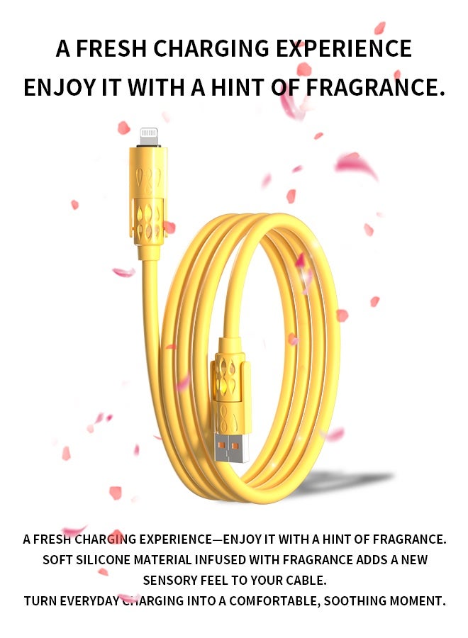 وابيك كابل شحن سريع 4 في 1 من علامة كورية، قوة 60 واط، USB-A و Type-C إلى Type-C / Lightning، سيليكون سائل، نقل بيانات 480Mbps، أصفر - Image 3